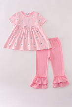 Load image into Gallery viewer, Pink ghost embroidery ruffle pants set
