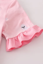 Load image into Gallery viewer, Pink ghost embroidery ruffle pajamas set
