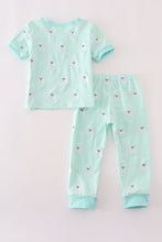 Load image into Gallery viewer, Green ghost embroidery pajamas set
