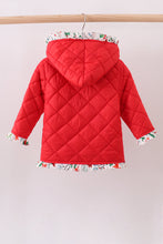 Load image into Gallery viewer, Red floral print ruffle quilted jacket
