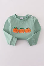 Load image into Gallery viewer, Sage pumpkin french knot top
