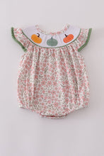 Load image into Gallery viewer, Pink pumpkin smocked floral ruffle bubble
