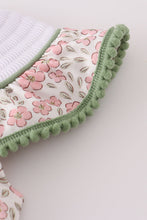 Load image into Gallery viewer, Pink pumpkin smocked floral ruffle bubble
