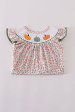 Load image into Gallery viewer, Pink pumpkin smocked floral ruffle pants set

