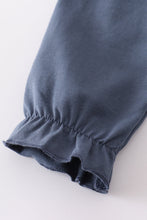Load image into Gallery viewer, Navy hunting embroidery ruffle pants set
