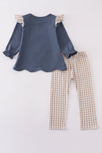 Load image into Gallery viewer, Navy hunting embroidery ruffle pants set
