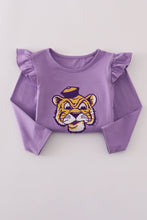Load image into Gallery viewer, Purple LSU applique bow skorts set
