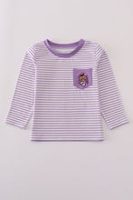 Load image into Gallery viewer, Purple LSU embroidery stripe top
