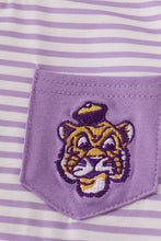 Load image into Gallery viewer, Purple LSU embroidery stripe top
