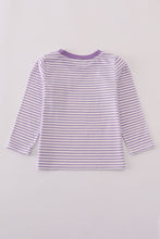 Load image into Gallery viewer, Purple LSU embroidery stripe top
