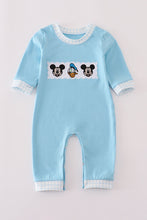 Load image into Gallery viewer, Blue character embroidery romper
