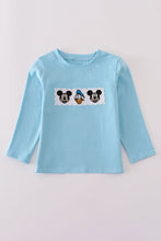 Load image into Gallery viewer, Blue character embroidery top
