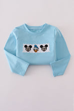 Load image into Gallery viewer, Blue character embroidery top
