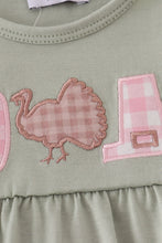 Load image into Gallery viewer, Sage pumpkin turkey applique ruffle bubble
