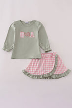 Load image into Gallery viewer, Sage pumpkin turkey applique skorts set
