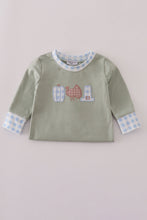 Load image into Gallery viewer, Sage pumpkin turkey applique romper
