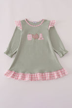 Load image into Gallery viewer, Sage pumpkin turkey applique ruffle dress
