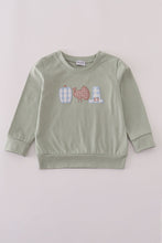 Load image into Gallery viewer, Sage pumpkin turkey applique top
