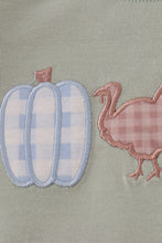 Load image into Gallery viewer, Sage pumpkin turkey applique top
