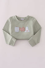 Load image into Gallery viewer, Sage pumpkin turkey applique top

