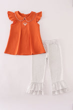 Load image into Gallery viewer, Rust Texas embroidery ruffle pants set
