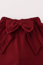 Load image into Gallery viewer, Maroon Mississippi embroidery bow skorts set
