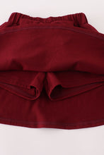 Load image into Gallery viewer, Maroon Mississippi embroidery bow skorts set
