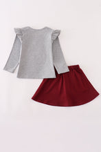 Load image into Gallery viewer, Maroon Mississippi embroidery bow skorts set
