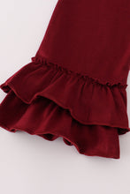 Load image into Gallery viewer, Maroon Mississippi embroidery ruffle pants set
