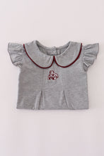 Load image into Gallery viewer, Maroon Mississippi embroidery ruffle pants set

