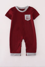 Load image into Gallery viewer, Maroon Mississippi embroidery romper
