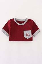 Load image into Gallery viewer, Maroon Mississippi embroidery top
