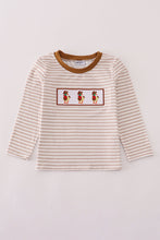 Load image into Gallery viewer, Brown stripe duck embroidery top

