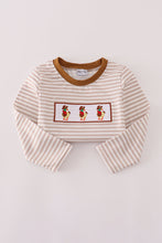 Load image into Gallery viewer, Brown stripe duck embroidery top
