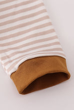 Load image into Gallery viewer, Brown stripe duck embroidery romper
