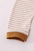 Load image into Gallery viewer, Brown stripe duck embroidery romper
