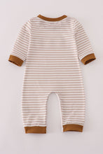 Load image into Gallery viewer, Brown stripe duck embroidery romper
