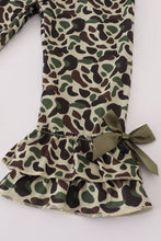 Load image into Gallery viewer, Sage camouflage turkey applique ruffle pants set

