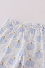 Load image into Gallery viewer, Blue pumpkin embroidery pants set
