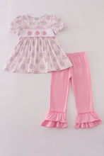 Load image into Gallery viewer, Pink pumpkin embroidery ruffle pants set
