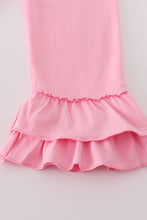 Load image into Gallery viewer, Pink pumpkin embroidery ruffle pants set
