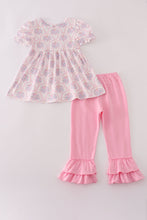 Load image into Gallery viewer, Pink pumpkin embroidery ruffle pants set

