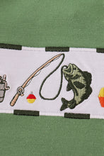 Load image into Gallery viewer, Green fishing embroidery top
