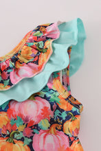 Load image into Gallery viewer, Pink pumpkin print ruffle bloomer set

