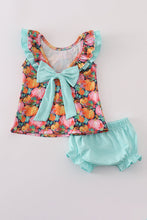 Load image into Gallery viewer, Pink pumpkin print ruffle bloomer set
