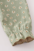 Load image into Gallery viewer, Green corduroy floral lace ruffle pants set
