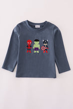 Load image into Gallery viewer, Navy character embroidery top
