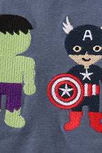 Load image into Gallery viewer, Navy character embroidery top
