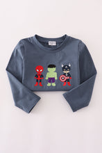 Load image into Gallery viewer, Navy character embroidery top
