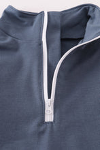 Load image into Gallery viewer, Navy character embroidery zip pull over
